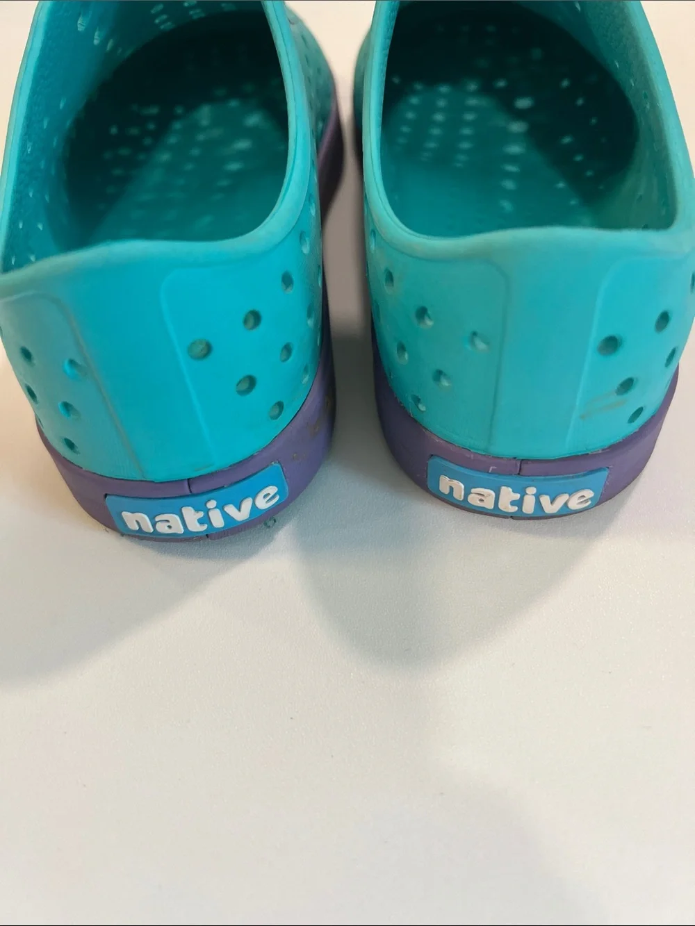 Native - Kids Slip-On Water Shoes in Teal and Purple, 13
